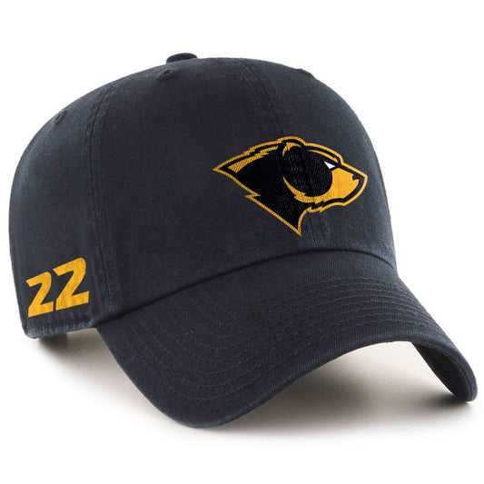 Black Oakland Bears 47 Brand CleanUp Unstructured Adjustable Cap with Personalized Number - Front View