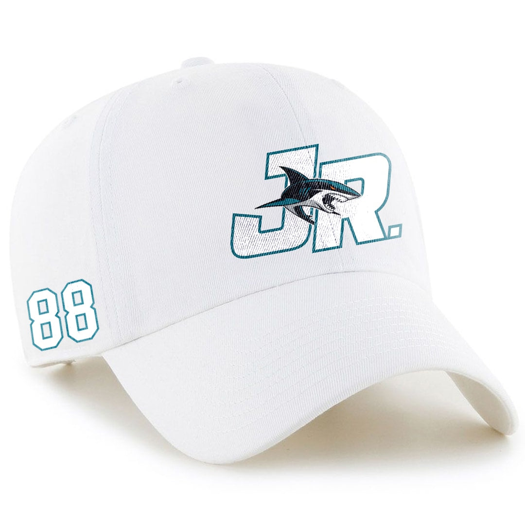 White JR Sharks 47 Brand CleanUp Unstructured Adjustable Cap - Front View