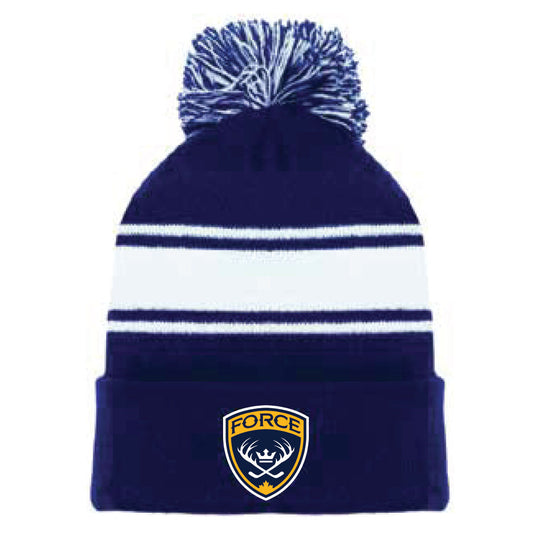 Navy-White Knit Toque - Front View