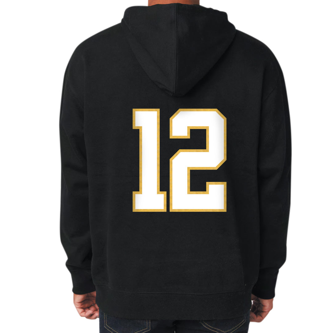 Black JR Golden Knights Adult Heavyweight Pullover Hoodie - Back View