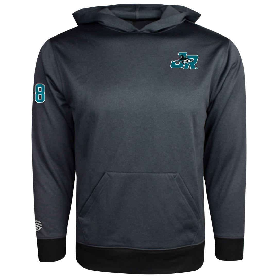 Carbon JR Sharks Youth Tech Fleece Hoodie - Front View