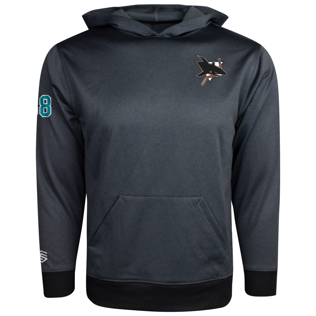 Carbon Grey JR Sharks AAA Youth Tech Fleece Hoodie - Front View
