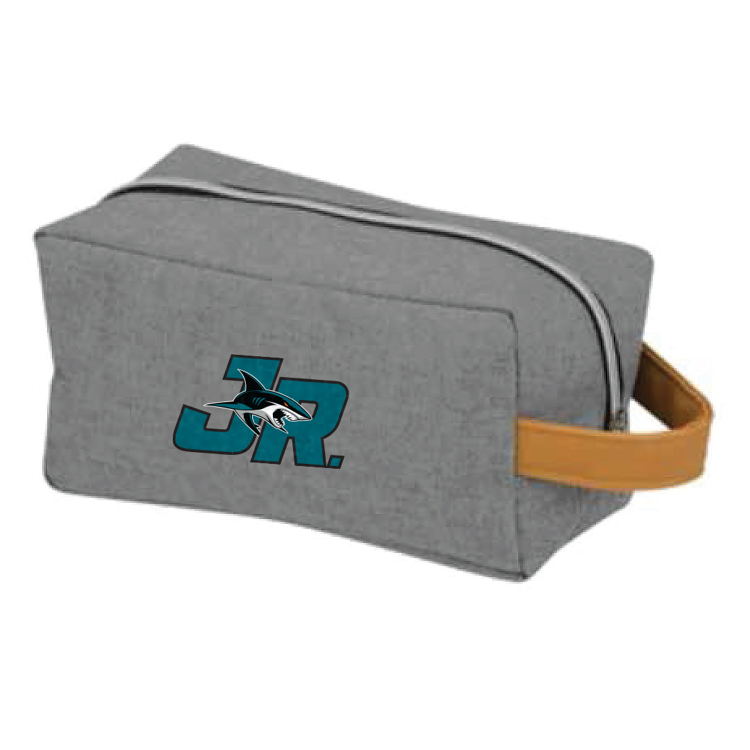 Grey JR Sharks Team Accessory/Shower Kit Bag with Logo - Front View