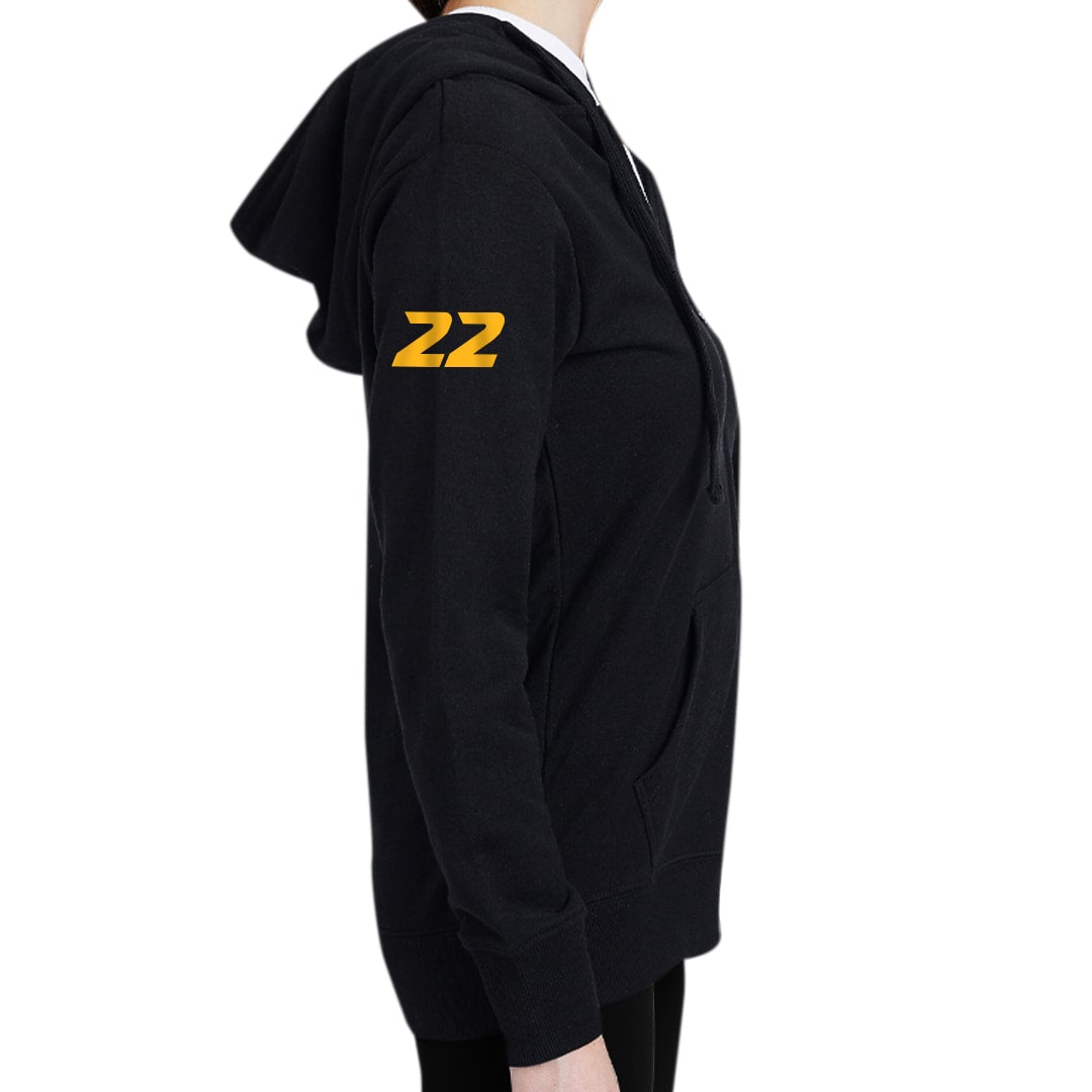 Black Oakland Bears Adult Full Zip Hoodie with Personalized Number - Right View