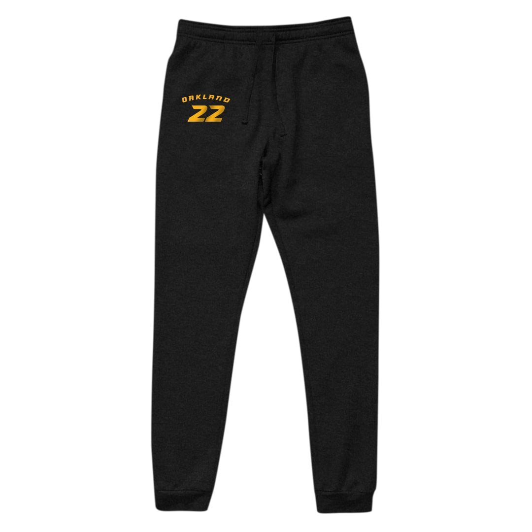 Black Oakland Bears Adult Jogger with Personalized Number - Front View