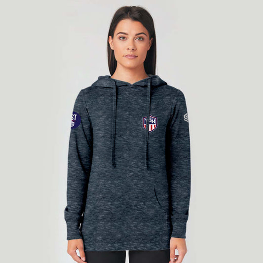 TPH Women's French Terry Pullover Hoodie Marled Ash - Front View