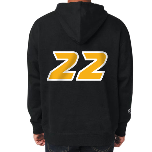 Black Oakland Bears Adult Heavyweight Pullover Hoodie with Personalized Number - Back View