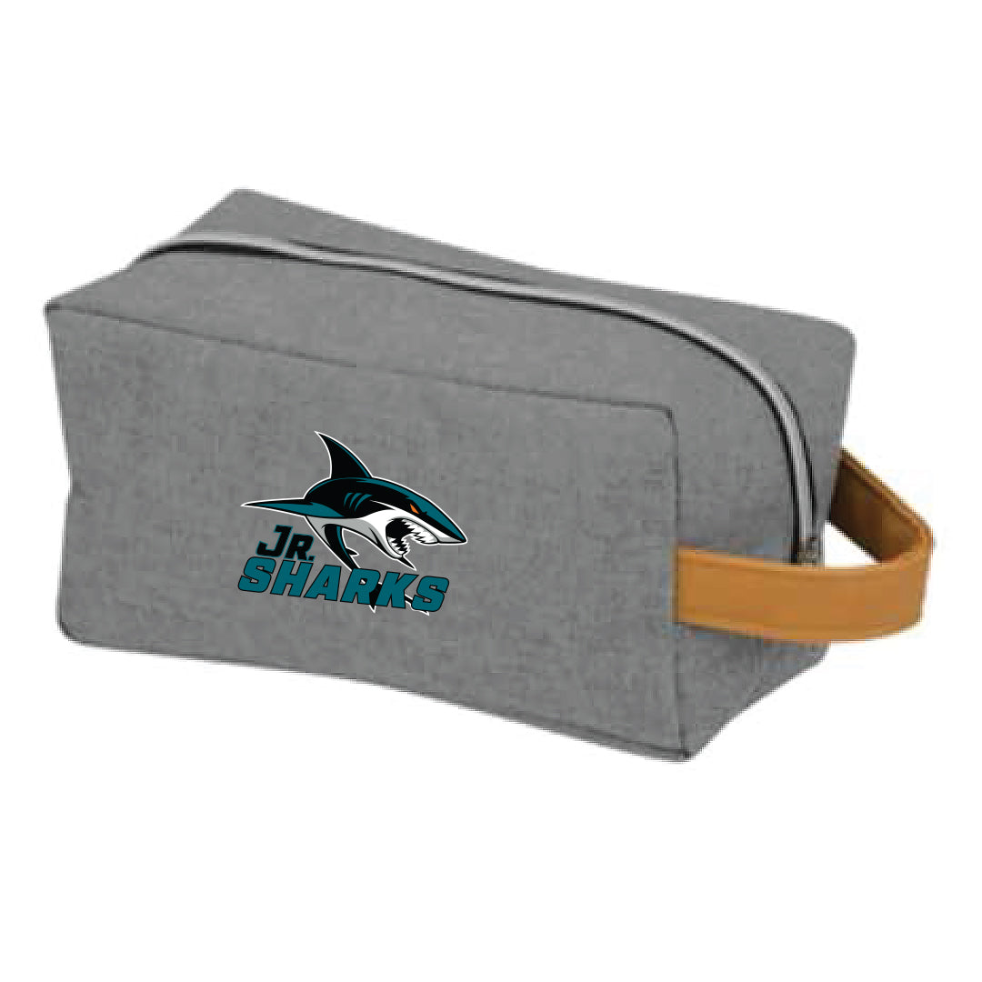 Grey JR Sharks AAA Team Accessory/Shower Kit Bag with Logo - Front View