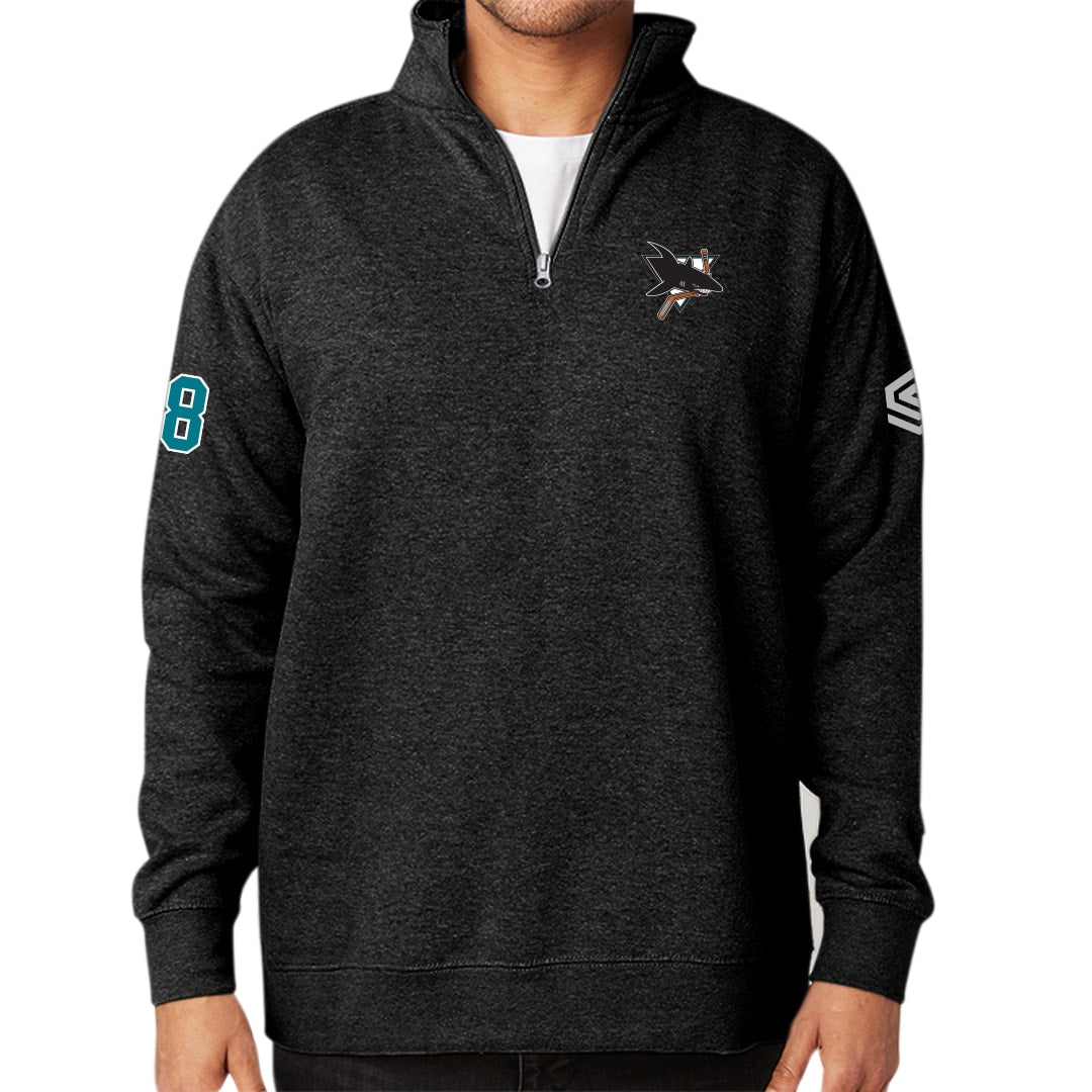 Charcoal Heather JR Sharks AAA Adult 1/4 Zip Pullover - FRONT VIEW