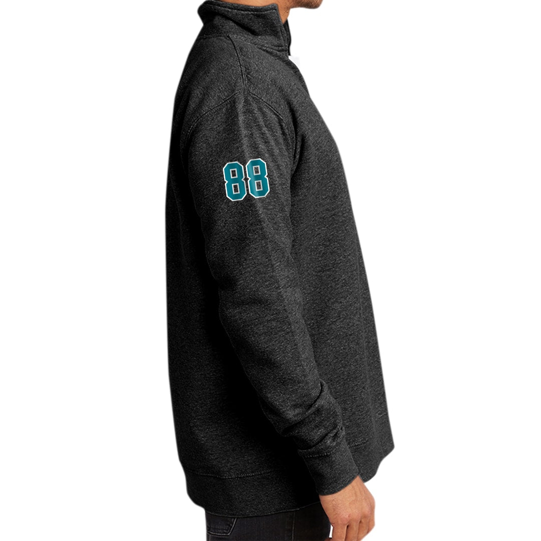 Charcoal Heather JR Sharks AAA Adult 1/4 Zip Pullover - SIDE VIEW 1