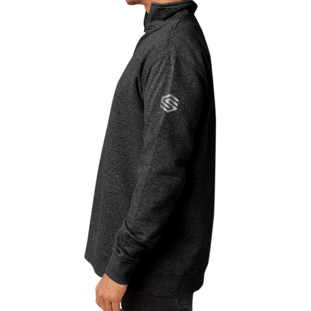 Charcoal Heather JR Sharks AAA Adult 1/4 Zip Pullover - SIDE VIEW 2
