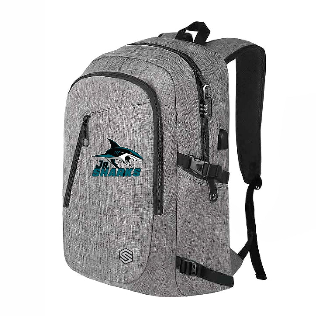 Grey JR Sharks AAA Team Backpack with Logo - Front View