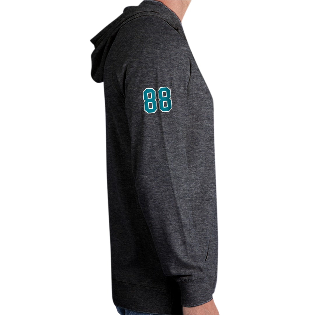 Charcoal Heather JR Sharks AAA Youth Full Zip Hoodie - Right View