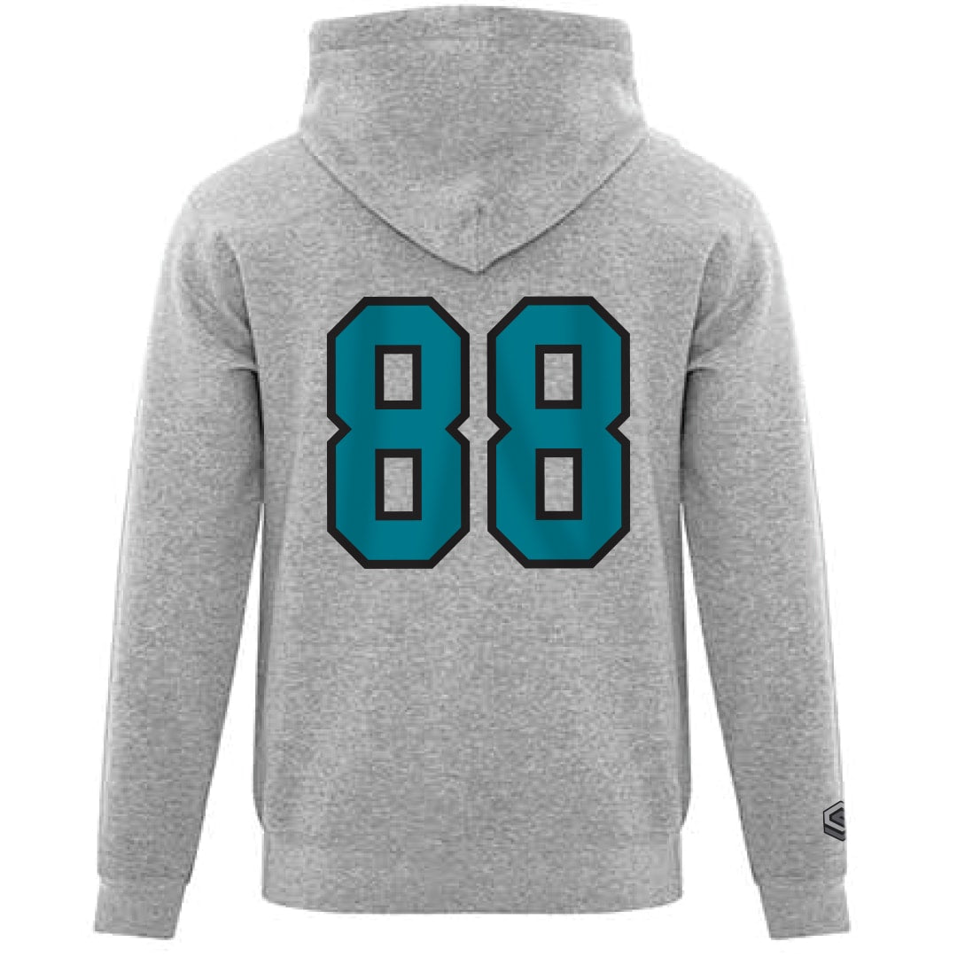 Athletic Heather JR Sharks AAA Youth Premium Pullover Hoodie - BACK VIEW