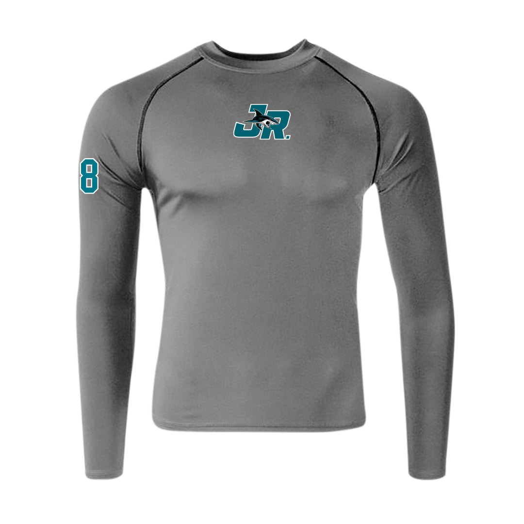 Graphite JR Sharks Adult Long Sleeve Baselayer Top - Front View