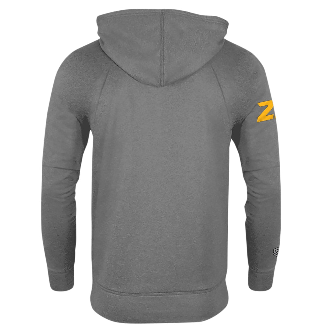 Carbon Grey Oakland Bears Men's Gear Pocket Tech Fleece Hoodie with Personalized Number - Back View