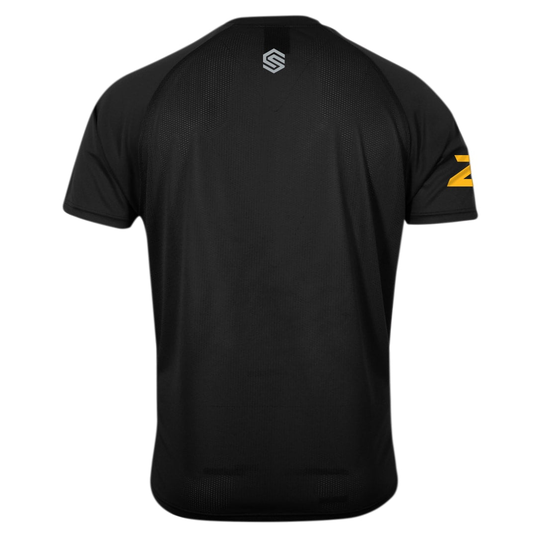 Black Oakland Bears Youth Short Sleeve Basic Training Tee with Personalized Number - Back View