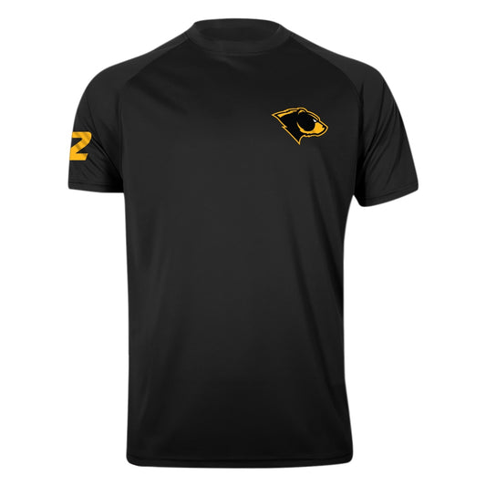 Black Oakland Bears Men's Short Sleeve Basic Training Tee with Personalized Number - Front View