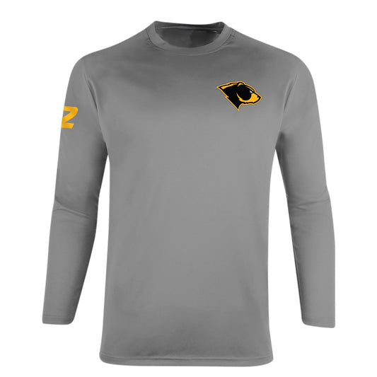 Graphite Oakland Bears Men's Long Sleeve Basic Training Tee with Personalized Number - Front View