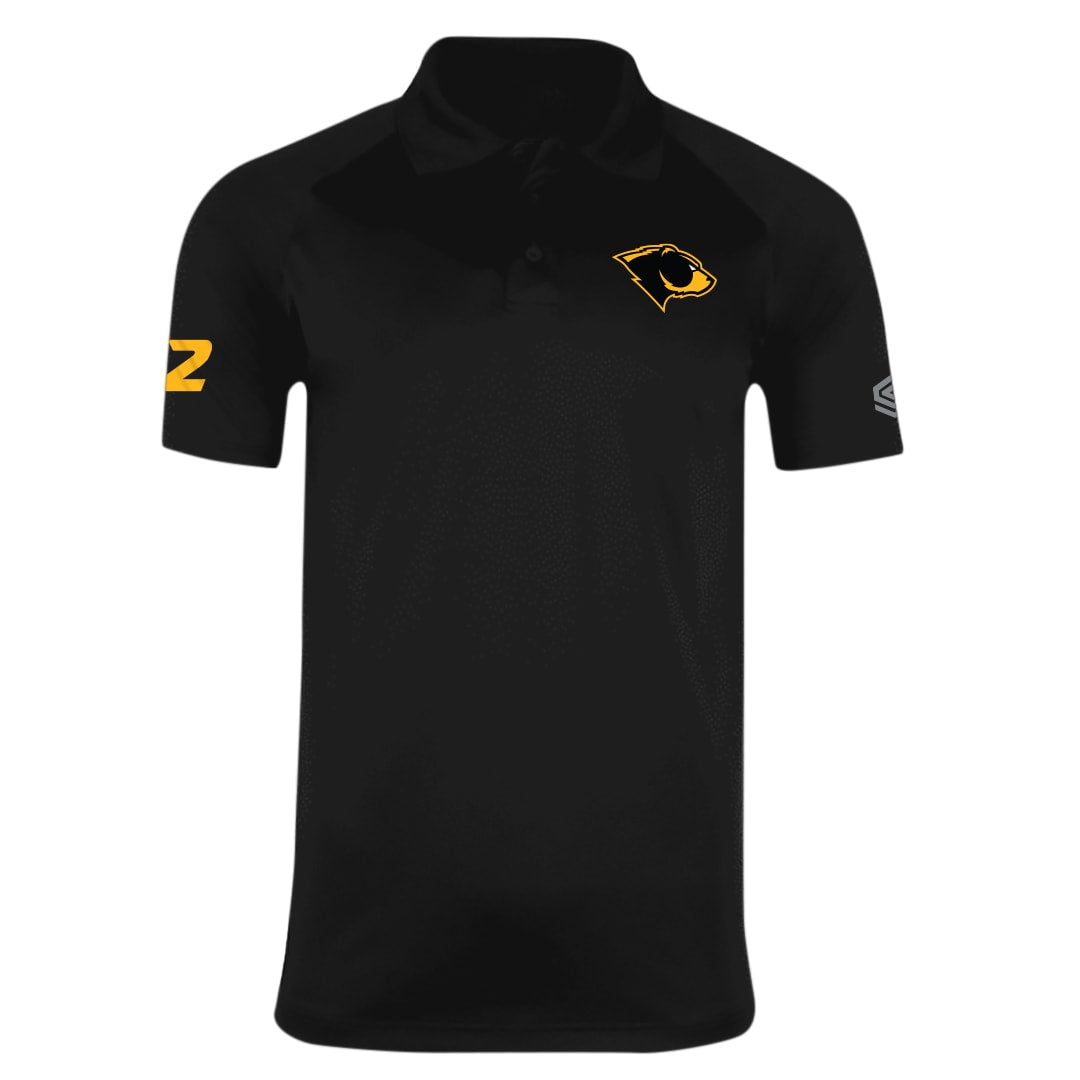 Black Oakland Bears Men's Team Polo with Personalized Number - Front View