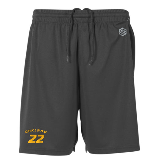 Graphite Oakland Bears Men's Basic Training Short with Personalized Number - Front View