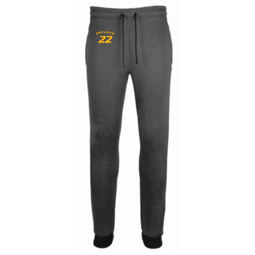 Carbon Grey Oakland Bears Men's Tech Fleece Jogger with Personalized Number - Front View