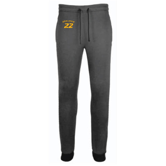 Carbon Grey Oakland Bears Men's Tech Fleece Jogger with Personalized Number - Front View