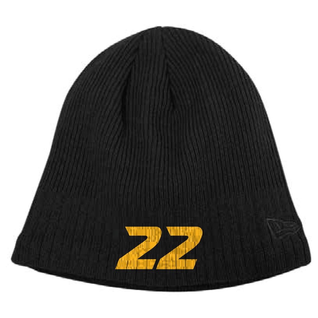 Black Oakland Bears New Era Beanie with Personalized Number - Back View