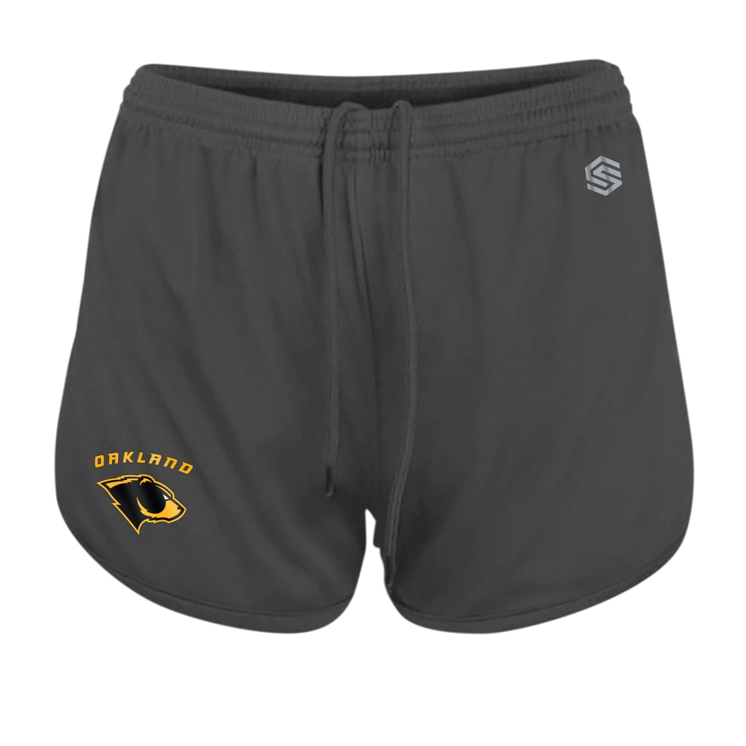 Graphite Oakland Bears Girl's Basic Training Short with Personalized Logo - Front View