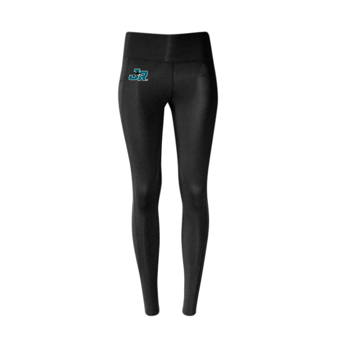 Black JR Sharks Women's Premium Yoga Pant with Logo - Front View