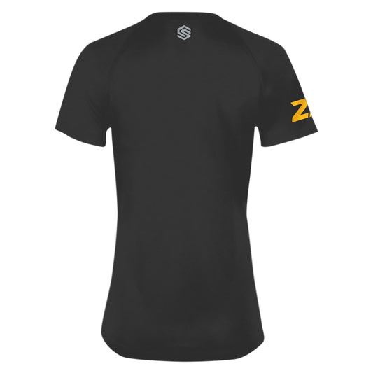 Black Oakland Bears Women's Short Sleeve Basic Training Tee with Personalized Number - Back View