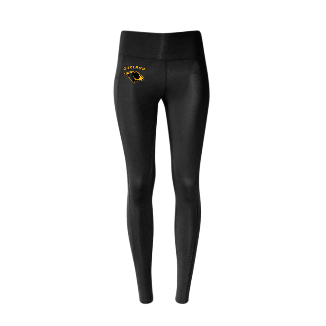 Black Oakland Bears Women's Premium Yoga Pant with Personalized Logo - Front View