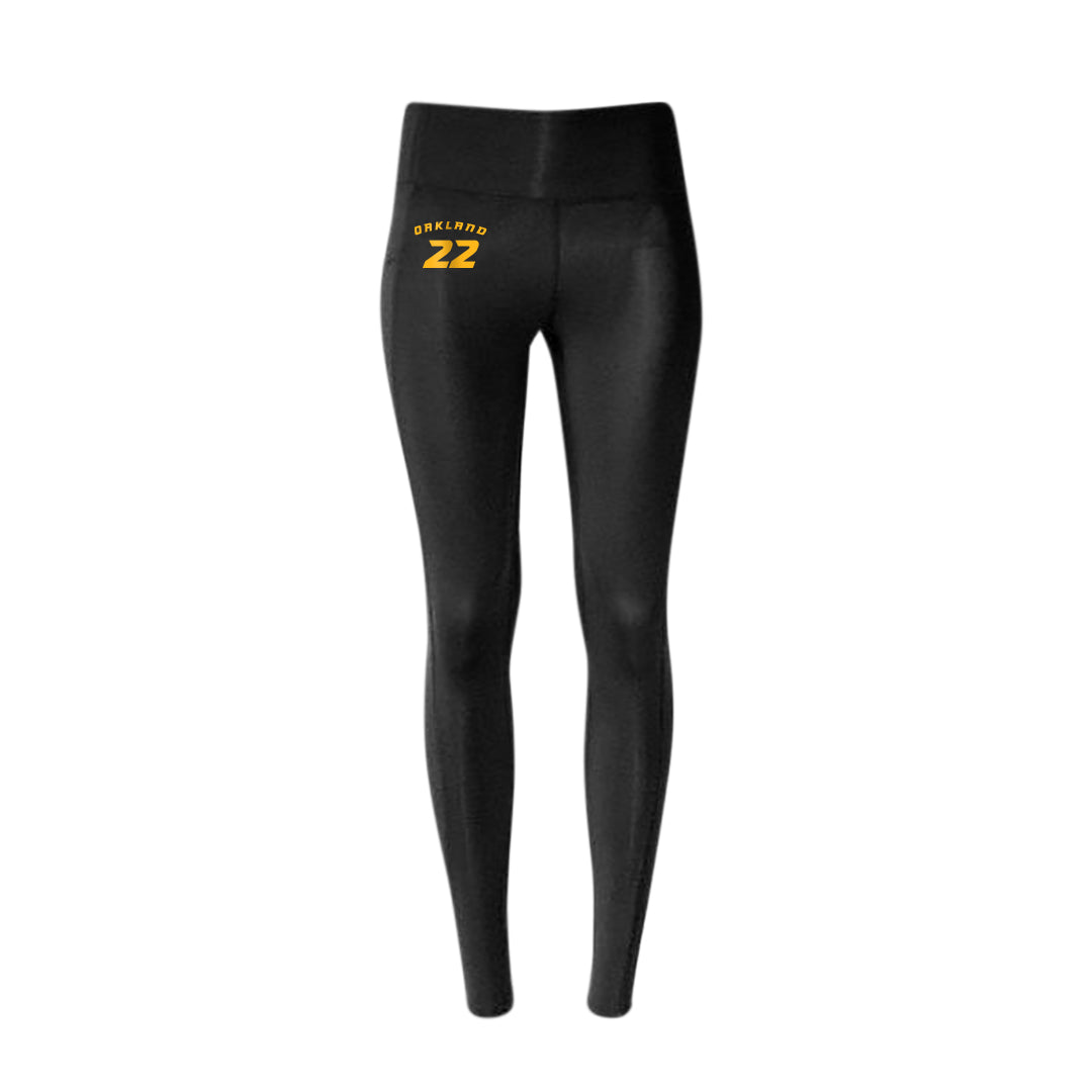 Black Oakland Bears Women's Premium Yoga Pant with Personalized Number - Front View