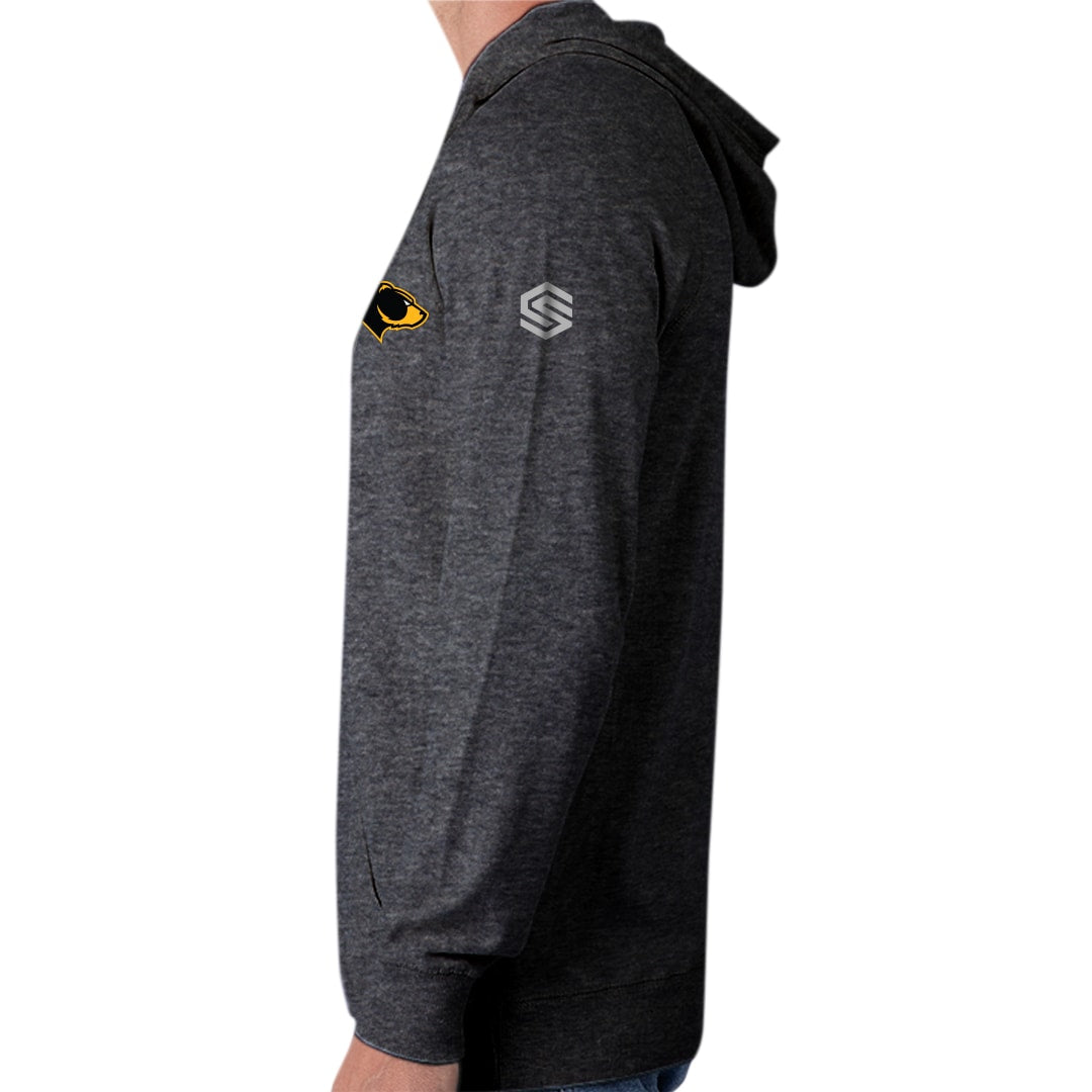 Charcoal Heather Oakland Bears Youth Full Zip Hoodie with Personalized Number - Left View