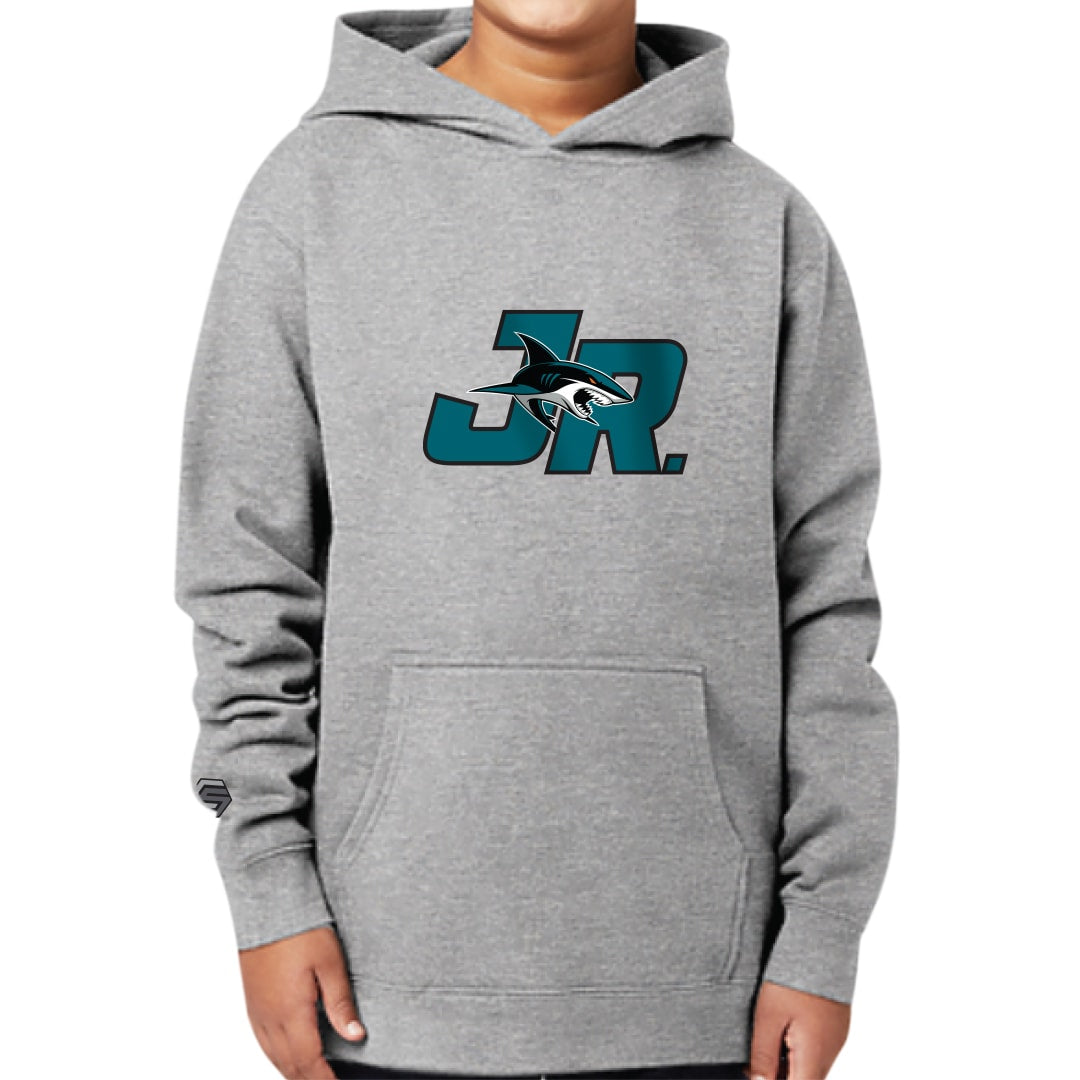 Athletic Heather JR Sharks Youth Premium Pullover Hoodie - Front View