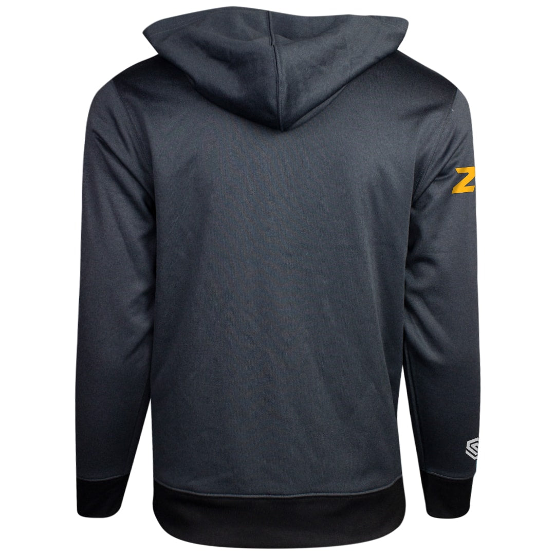 Carbon Grey Oakland Bears Youth Tech Fleece Hoodie with Personalized Number - Back View