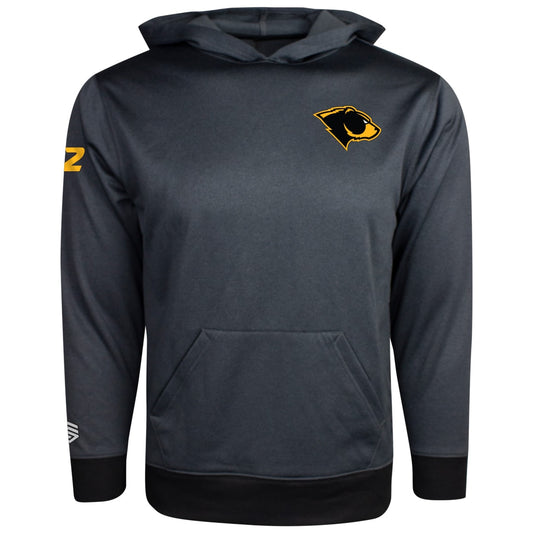 Carbon Grey Oakland Bears Youth Tech Fleece Hoodie with Personalized Number - Front View